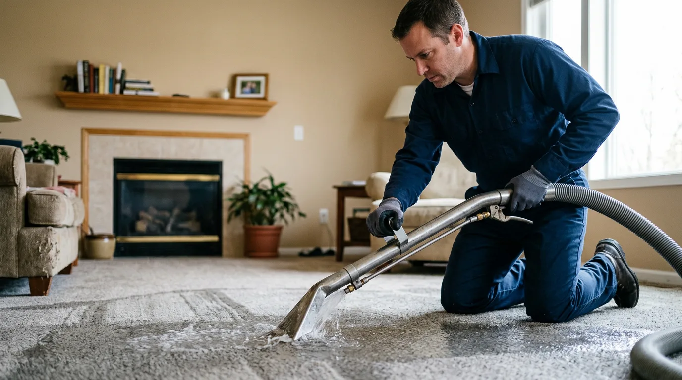 Water damage restoration technician working near Sugar City, ID